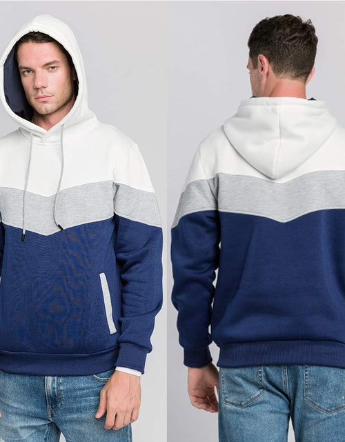 Load image into Gallery viewer, Mens Long Sleeve Casual Multicolor Pullover Drawstring Hoodie Hem Curved Basic Breathable Sweatshirt