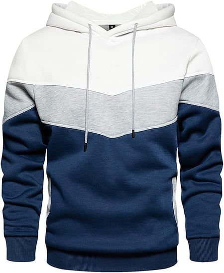 Mens Long Sleeve Casual Multicolor Pullover Drawstring Hoodie Hem Curved Basic Breathable Sweatshirt