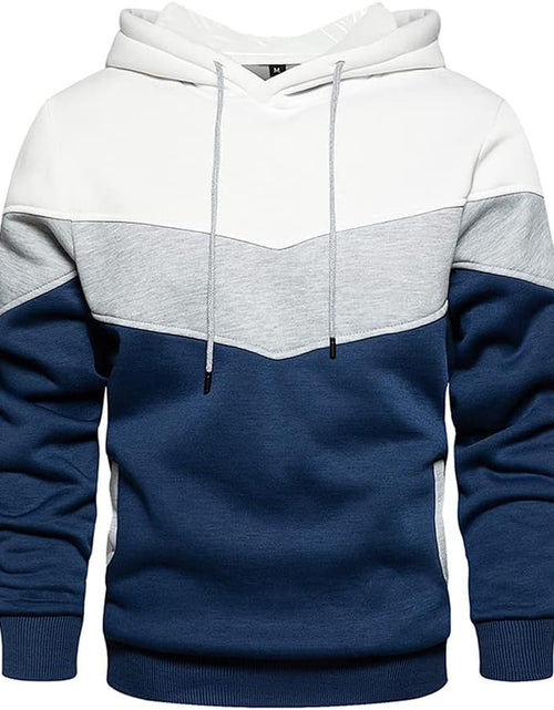 Load image into Gallery viewer, Mens Long Sleeve Casual Multicolor Pullover Drawstring Hoodie Hem Curved Basic Breathable Sweatshirt