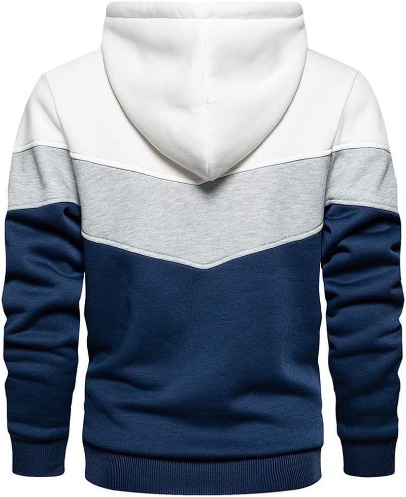 Mens Long Sleeve Casual Multicolor Pullover Drawstring Hoodie Hem Curved Basic Breathable Sweatshirt