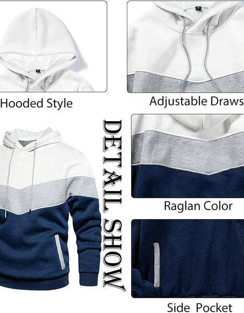Load image into Gallery viewer, Mens Long Sleeve Casual Multicolor Pullover Drawstring Hoodie Hem Curved Basic Breathable Sweatshirt