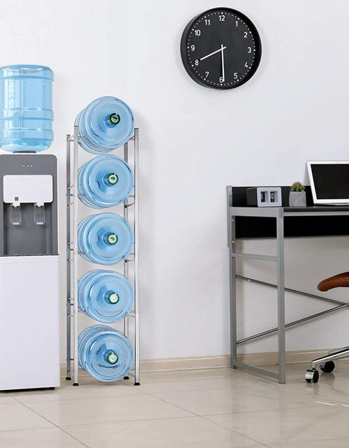 Load image into Gallery viewer, 5-Tier Water Jug Rack, 5 Gallon Detachable Water Bottle Holder for Kitchen, Office, Home, Silver
