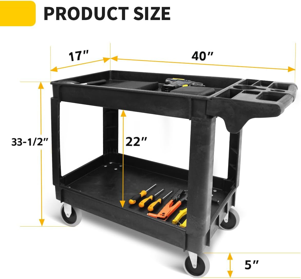 80855 500-Pound Service Cart with Two Trays (40" X 17" Overall Dimensions)