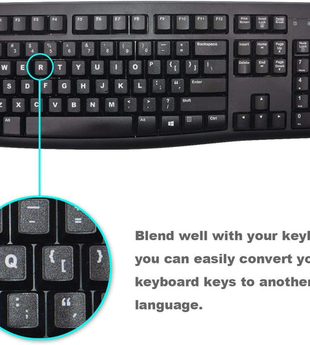 [2 Pack] Universal English Keyboard Stickers, Replacement English Keyboard Stickers with Black Background and White Lettering, Each Unit: 0.43" X 0.51" -Matte